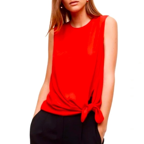 Babaton Tops - BABATON Hopkins Red Sleeveless Side Tie Blouse Size Large